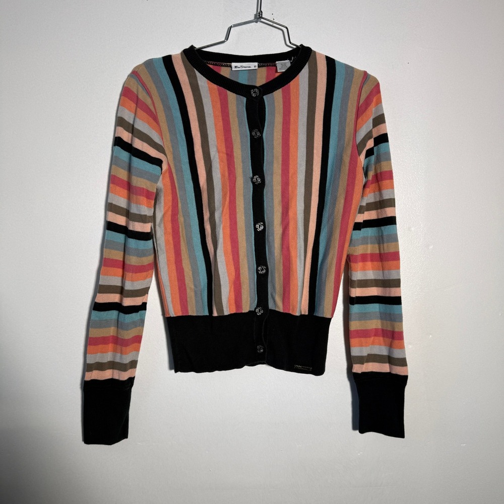 Ben Sherman Cardigan Women XS Multicolor Excellent Striped Mod‎ Cotton Sweater
